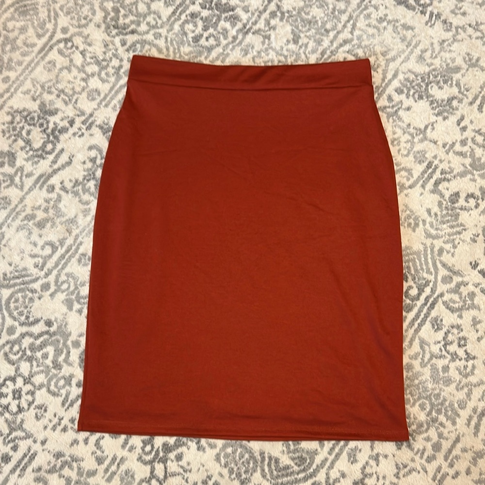 Jupe De Abby Rust Orange Modest Straight Pencil Skirt XXL